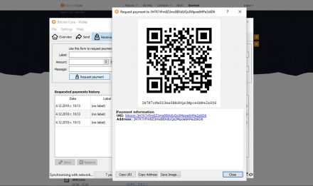 Creating a QR code for receiving transfers in Bitcoin Core