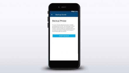 Screenshot of the backup phrase in mobile wallet app