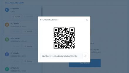 Public address and QR code to receive a dedicated coin