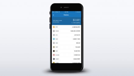 Screenshot of the mobile phone where different wallets are available within CoinPayments