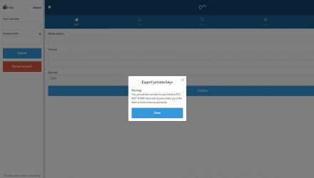 A screenshot of how to export your private key from CoinSpace