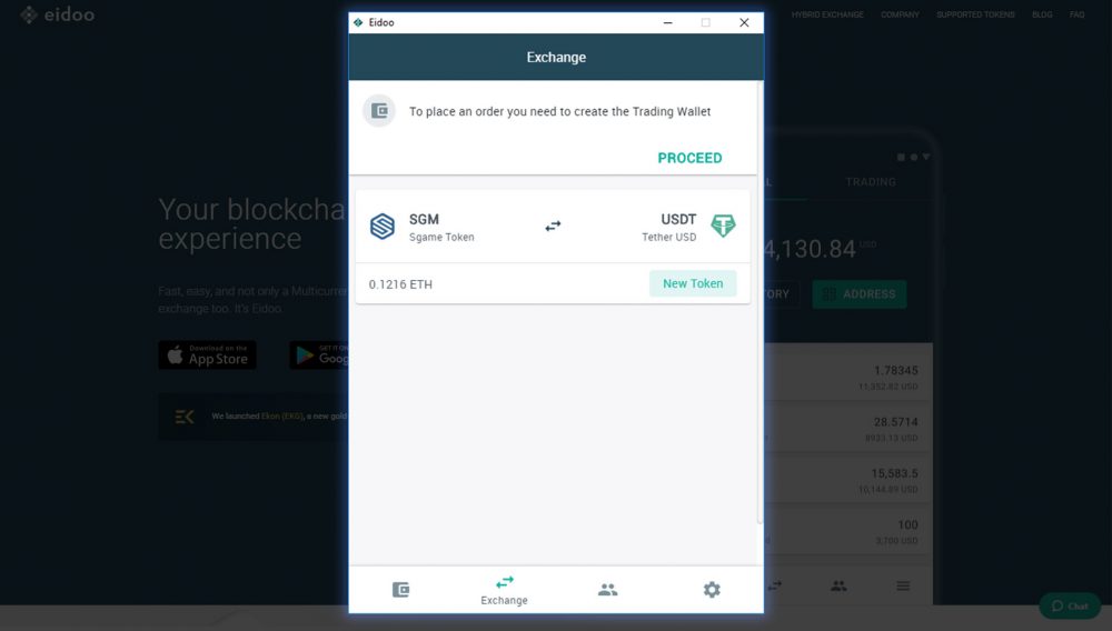 A screenshot of the fee for exchanging currencies via the wallet