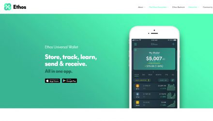 Screenshot of the webpage where the Ethos app can be downloaded