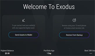 Exodus wallet address creation screen