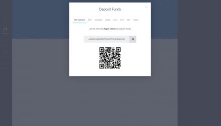 A screenshot of how to Receive coins using a QR code on Gatehub