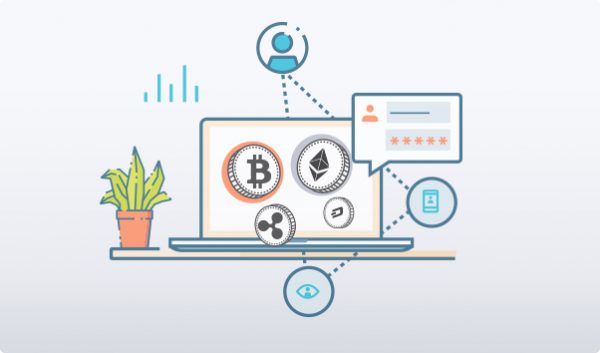 Visual element showing some of the supported coins by GateHub