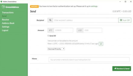 A screenshot of how to send via web version of the wallet