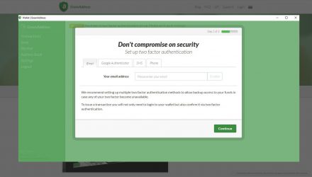 A screenshot of how to set your 2FA in desktop version of GreenAddress