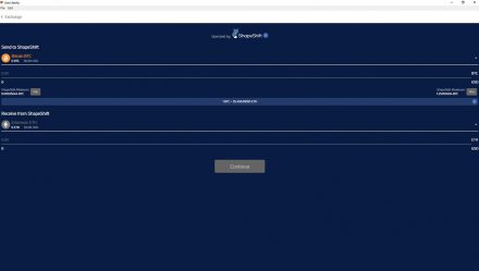 Overview of Shapeshift screen in the Jaxx wallet
