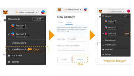 Screenshot with the steps that should be taken to restore the Metamask keys