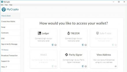 Screenshot presenting the wallet access options