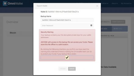 Backup of the OmniWallet by export option