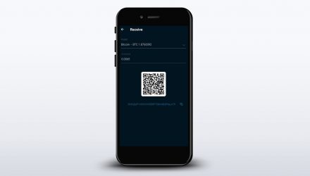 A screenshot of the Receive option with a string and QR-code