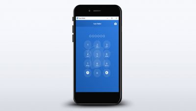 Picture of a mobile phone with the Toast wallet that requires a PIN code to access it
