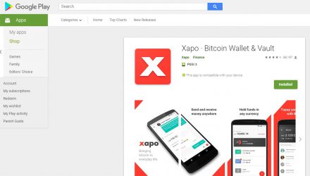 A screenshot showing the Google Play Store Xapo app