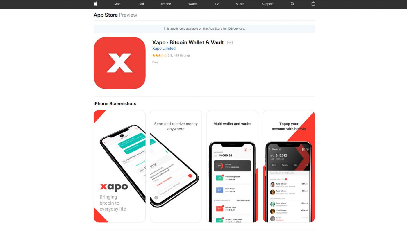 Xapo Bank: Save in BTC & USD on the App Store